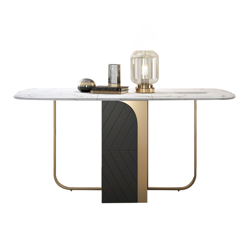 Modern Style Rectangle Dining Table Drop-Leaf 62" Table with Metal Base for Home Use Clearhalo ' dining_table' 'Dining Tables & Seating' 'Dining Tables' 'furn' 'furn_dining_table' 'Furniture' 'furniture_dining_table' 'Kitchen & Dining Furniture' 'kitchen&dining_furn' 'kitchen' 'kitchen_dining_table' 4002581