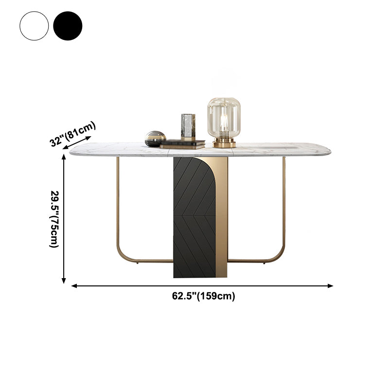 Modern Style Rectangle Dining Table Drop-Leaf 62" Table with Metal Base for Home Use Clearhalo ' dining_table' 'Dining Tables & Seating' 'Dining Tables' 'furn' 'furn_dining_table' 'Furniture' 'furniture_dining_table' 'Kitchen & Dining Furniture' 'kitchen&dining_furn' 'kitchen' 'kitchen_dining_table' 4002589
