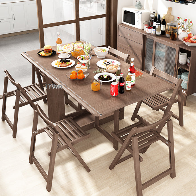 Mid-Century Modern Dining Table Rectangle Solid Wood Drop-Leaf Dining Table Clearhalo ' dining_table' 'Dining Tables & Seating' 'Dining Tables' 'Furniture' 'furniture_dining_table' 'Kitchen & Dining Furniture' 'kitchen&dining_furn' 'kitchen' 'kitchen_dining_table' 4002607