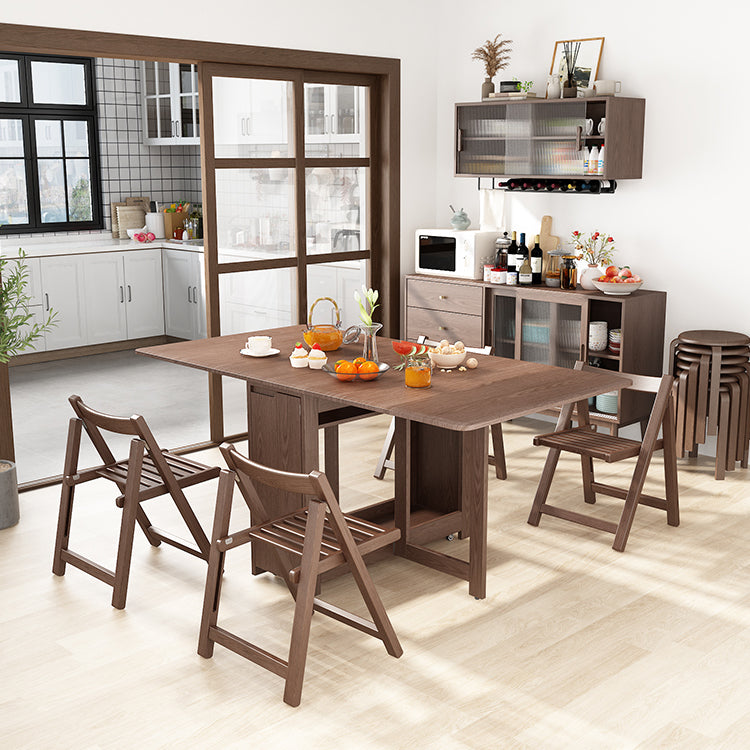 Mid-Century Modern Dining Table Rectangle Solid Wood Drop-Leaf Dining Table Clearhalo ' dining_table' 'Dining Tables & Seating' 'Dining Tables' 'Furniture' 'furniture_dining_table' 'Kitchen & Dining Furniture' 'kitchen&dining_furn' 'kitchen' 'kitchen_dining_table' 4002609