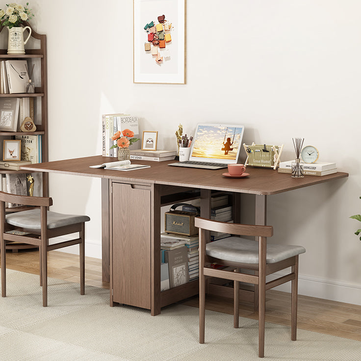 Mid-Century Modern Dining Table Rectangle Solid Wood Drop-Leaf Dining Table Clearhalo ' dining_table' 'Dining Tables & Seating' 'Dining Tables' 'Furniture' 'furniture_dining_table' 'Kitchen & Dining Furniture' 'kitchen&dining_furn' 'kitchen' 'kitchen_dining_table' 4002615