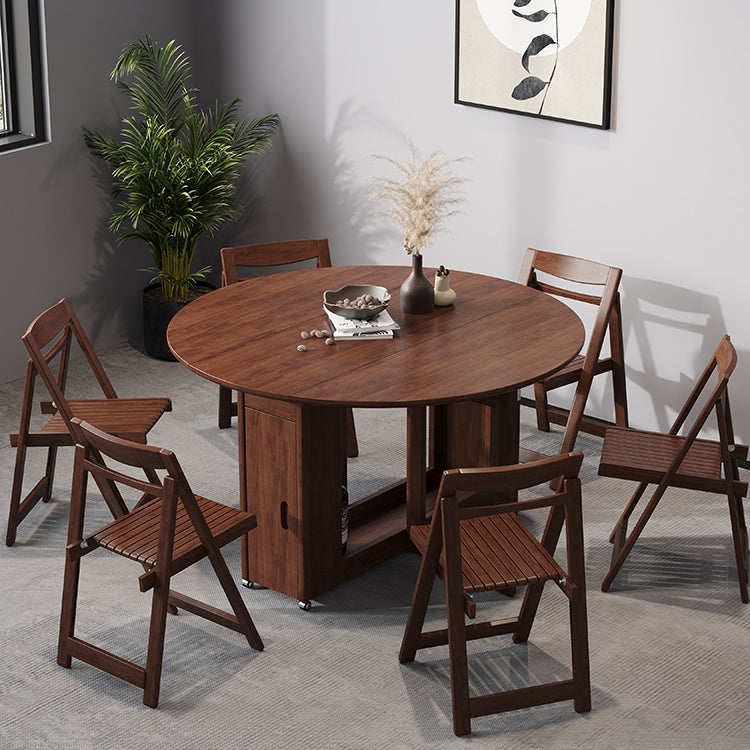Mid-Century Modern Dining Table Brown Round Solid Wood Dining Table for Home Clearhalo ' dining_table' 'Dining Tables & Seating' 'Dining Tables' 'furn' 'furn_dining_table' 'Furniture' 'furniture_dining_table' 'Kitchen & Dining Furniture' 'kitchen&dining_furn' 'kitchen' 'kitchen_dining_table' 4002622