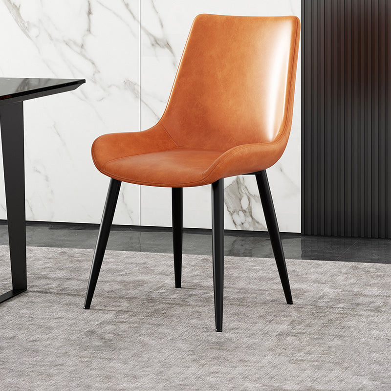 Metal Industrial Dining Side Chair Solid Back Dining Armless Single Chair Orange Clearhalo ' kitchen&dining_furn' 'Dining Chairs' 'Dining Tables & Seating' 'dining_chair' 'furn' 'furn_dining_chair' 'Furniture' 'furniture_dining_chair' 'Kitchen & Dining Furniture' 'kitchen' 4008215