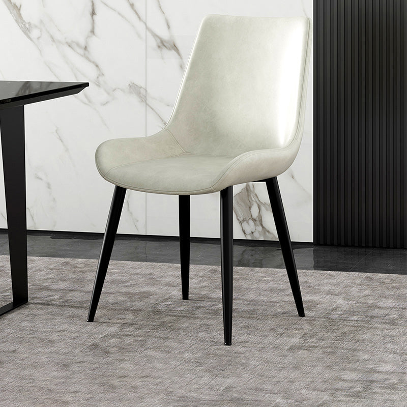 Metal Industrial Dining Side Chair Solid Back Dining Armless Single Chair Off-White Clearhalo ' kitchen&dining_furn' 'Dining Chairs' 'Dining Tables & Seating' 'dining_chair' 'furn' 'furn_dining_chair' 'Furniture' 'furniture_dining_chair' 'Kitchen & Dining Furniture' 'kitchen' 4008216