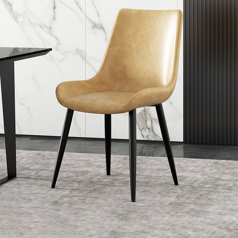 Metal Industrial Dining Side Chair Solid Back Dining Armless Single Chair Light Brown Clearhalo ' kitchen&dining_furn' 'Dining Chairs' 'Dining Tables & Seating' 'dining_chair' 'furn' 'furn_dining_chair' 'Furniture' 'furniture_dining_chair' 'Kitchen & Dining Furniture' 'kitchen' 4008219