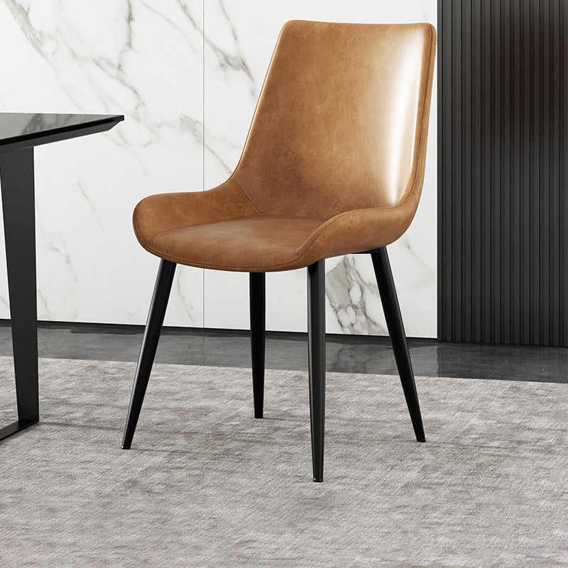 Metal Industrial Dining Side Chair Solid Back Dining Armless Single Chair Dark Brown Clearhalo ' kitchen&dining_furn' 'Dining Chairs' 'Dining Tables & Seating' 'dining_chair' 'furn' 'furn_dining_chair' 'Furniture' 'furniture_dining_chair' 'Kitchen & Dining Furniture' 'kitchen' 4008220