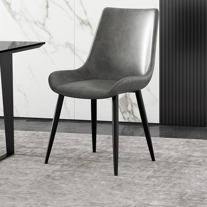 Metal Industrial Dining Side Chair Solid Back Dining Armless Single Chair Smoke Gray Clearhalo ' kitchen&dining_furn' 'Dining Chairs' 'Dining Tables & Seating' 'dining_chair' 'furn' 'furn_dining_chair' 'Furniture' 'furniture_dining_chair' 'Kitchen & Dining Furniture' 'kitchen' 4008223