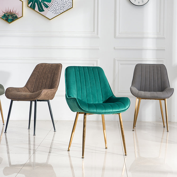 Nordic Metal Dining Room Armless Chairs Upholstered Dining Side Chair for Restaurant Clearhalo ' kitchen&dining_furn' 'Dining Chairs' 'Dining Tables & Seating' 'dining_chair' 'furn' 'furn_dining_chair' 'Furniture' 'furniture_dining_chair' 'Kitchen & Dining Furniture' 'kitchen' 4008240