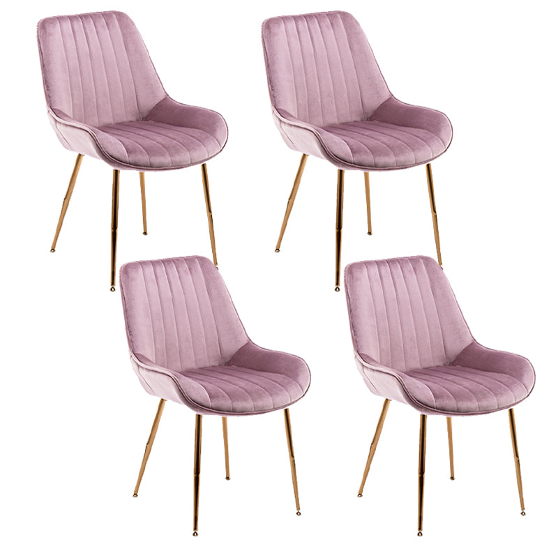 Nordic Metal Dining Room Armless Chairs Upholstered Dining Side Chair for Restaurant Cameo Brown 4 Piece Set Clearhalo ' kitchen&dining_furn' 'Dining Chairs' 'Dining Tables & Seating' 'dining_chair' 'furn' 'furn_dining_chair' 'Furniture' 'furniture_dining_chair' 'Kitchen & Dining Furniture' 'kitchen' 4008241