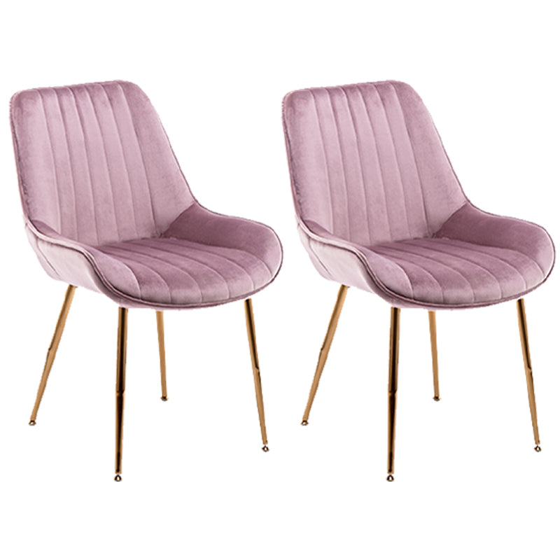 Nordic Metal Dining Room Armless Chairs Upholstered Dining Side Chair for Restaurant Cameo Brown 2 Piece Set Clearhalo ' kitchen&dining_furn' 'Dining Chairs' 'Dining Tables & Seating' 'dining_chair' 'furn' 'furn_dining_chair' 'Furniture' 'furniture_dining_chair' 'Kitchen & Dining Furniture' 'kitchen' 4008243