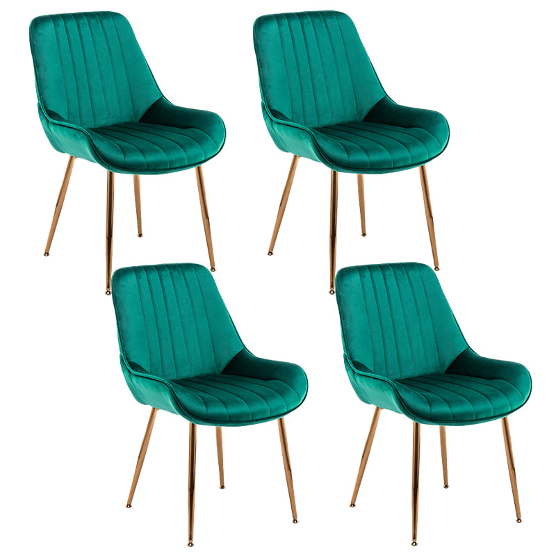 Nordic Metal Dining Room Armless Chairs Upholstered Dining Side Chair for Restaurant Peacock Green 4 Piece Set Clearhalo ' kitchen&dining_furn' 'Dining Chairs' 'Dining Tables & Seating' 'dining_chair' 'furn' 'furn_dining_chair' 'Furniture' 'furniture_dining_chair' 'Kitchen & Dining Furniture' 'kitchen' 4008245