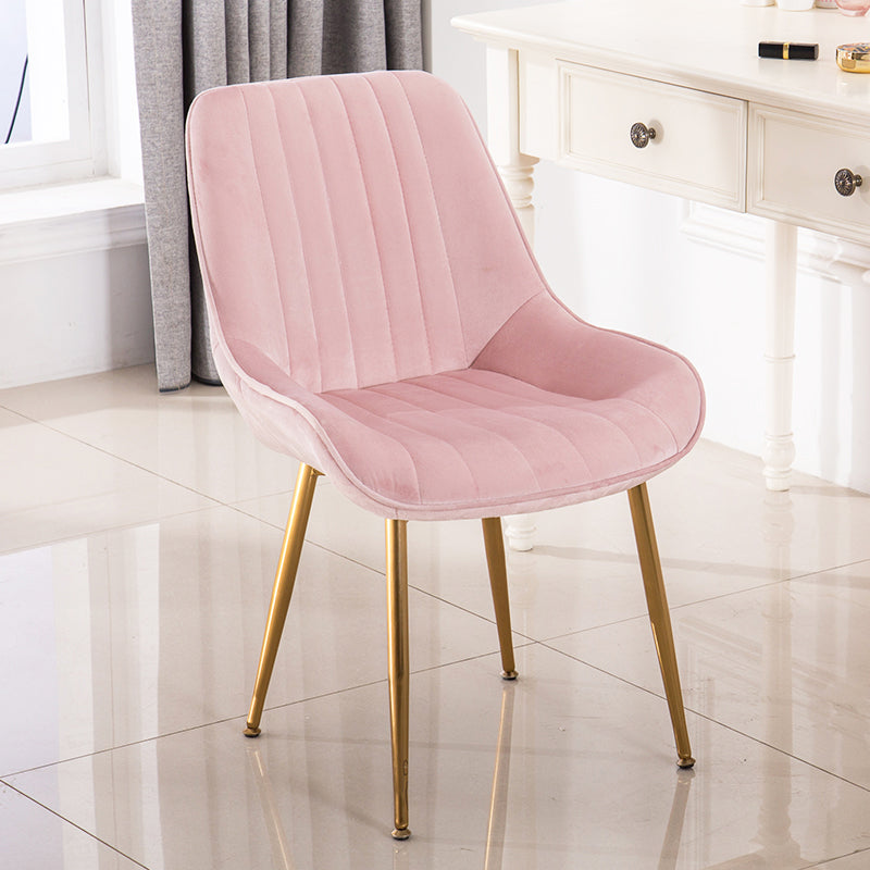 Nordic Metal Dining Room Armless Chairs Upholstered Dining Side Chair for Restaurant Pink 1 Piece Clearhalo ' kitchen&dining_furn' 'Dining Chairs' 'Dining Tables & Seating' 'dining_chair' 'furn' 'furn_dining_chair' 'Furniture' 'furniture_dining_chair' 'Kitchen & Dining Furniture' 'kitchen' 4008254