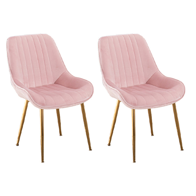 Nordic Metal Dining Room Armless Chairs Upholstered Dining Side Chair for Restaurant Pink 2 Piece Set Clearhalo ' kitchen&dining_furn' 'Dining Chairs' 'Dining Tables & Seating' 'dining_chair' 'furn' 'furn_dining_chair' 'Furniture' 'furniture_dining_chair' 'Kitchen & Dining Furniture' 'kitchen' 4008257