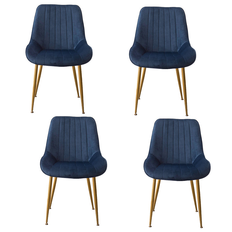 Nordic Metal Dining Room Armless Chairs Upholstered Dining Side Chair for Restaurant Navy Blue 4 Piece Set Clearhalo ' kitchen&dining_furn' 'Dining Chairs' 'Dining Tables & Seating' 'dining_chair' 'furn' 'furn_dining_chair' 'Furniture' 'furniture_dining_chair' 'Kitchen & Dining Furniture' 'kitchen' 4008258