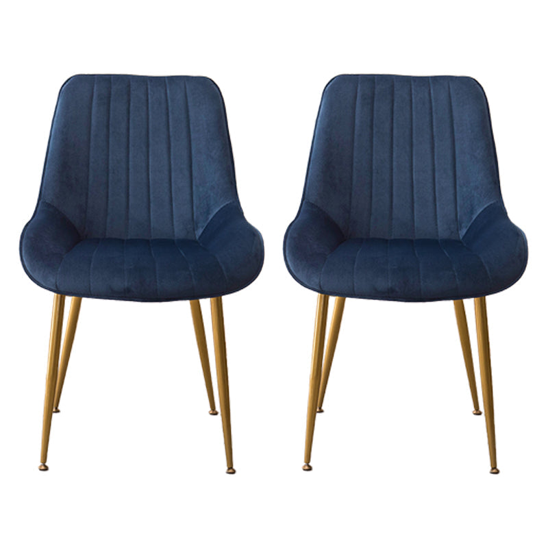 Nordic Metal Dining Room Armless Chairs Upholstered Dining Side Chair for Restaurant Navy Blue 2 Piece Set Clearhalo ' kitchen&dining_furn' 'Dining Chairs' 'Dining Tables & Seating' 'dining_chair' 'furn' 'furn_dining_chair' 'Furniture' 'furniture_dining_chair' 'Kitchen & Dining Furniture' 'kitchen' 4008260