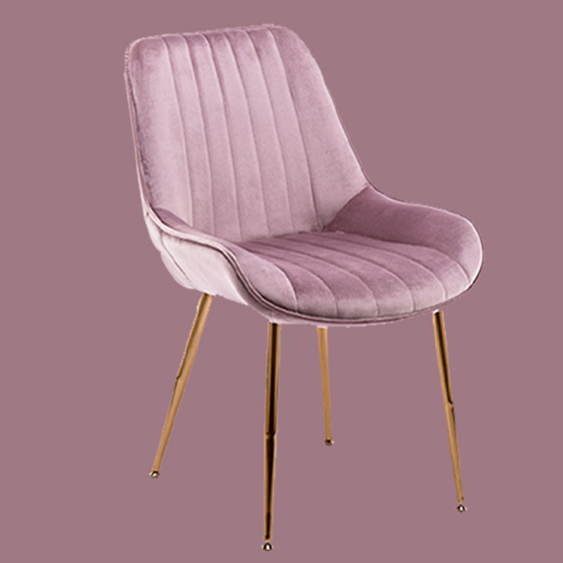 Nordic Metal Dining Room Armless Chairs Upholstered Dining Side Chair for Restaurant Cameo Brown 1 Piece Clearhalo ' kitchen&dining_furn' 'Dining Chairs' 'Dining Tables & Seating' 'dining_chair' 'furn' 'furn_dining_chair' 'Furniture' 'furniture_dining_chair' 'Kitchen & Dining Furniture' 'kitchen' 4008268