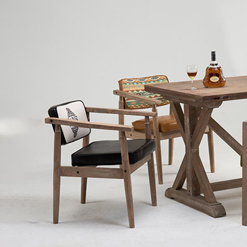 Country Style Home Arm Chair Open Back Wood Upholstered Single Dining Room Chair Clearhalo ' kitchen&dining_furn' 'Dining Chairs' 'Dining Tables & Seating' 'dining_chair' 'furn' 'furn_dining_chair' 'Furniture' 'furniture_dining_chair' 'Kitchen & Dining Furniture' 'kitchen' 4008275