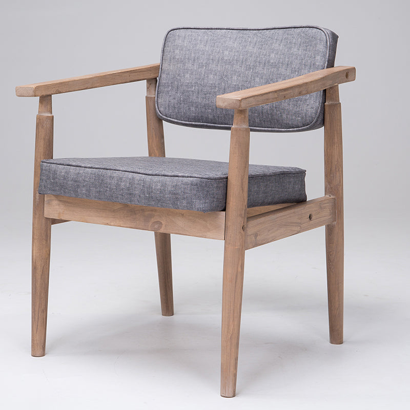 Country Style Home Arm Chair Open Back Wood Upholstered Single Dining Room Chair Grey Walnut Clearhalo ' kitchen&dining_furn' 'Dining Chairs' 'Dining Tables & Seating' 'dining_chair' 'furn' 'furn_dining_chair' 'Furniture' 'furniture_dining_chair' 'Kitchen & Dining Furniture' 'kitchen' 4008276