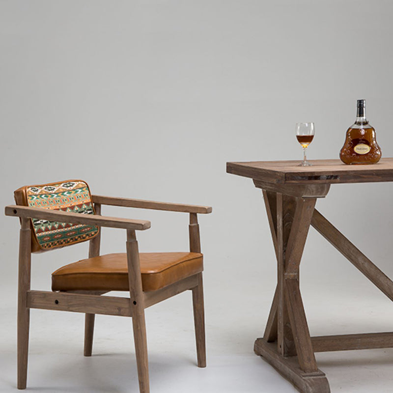 Country Style Home Arm Chair Open Back Wood Upholstered Single Dining Room Chair Clearhalo ' kitchen&dining_furn' 'Dining Chairs' 'Dining Tables & Seating' 'dining_chair' 'furn' 'furn_dining_chair' 'Furniture' 'furniture_dining_chair' 'Kitchen & Dining Furniture' 'kitchen' 4008277