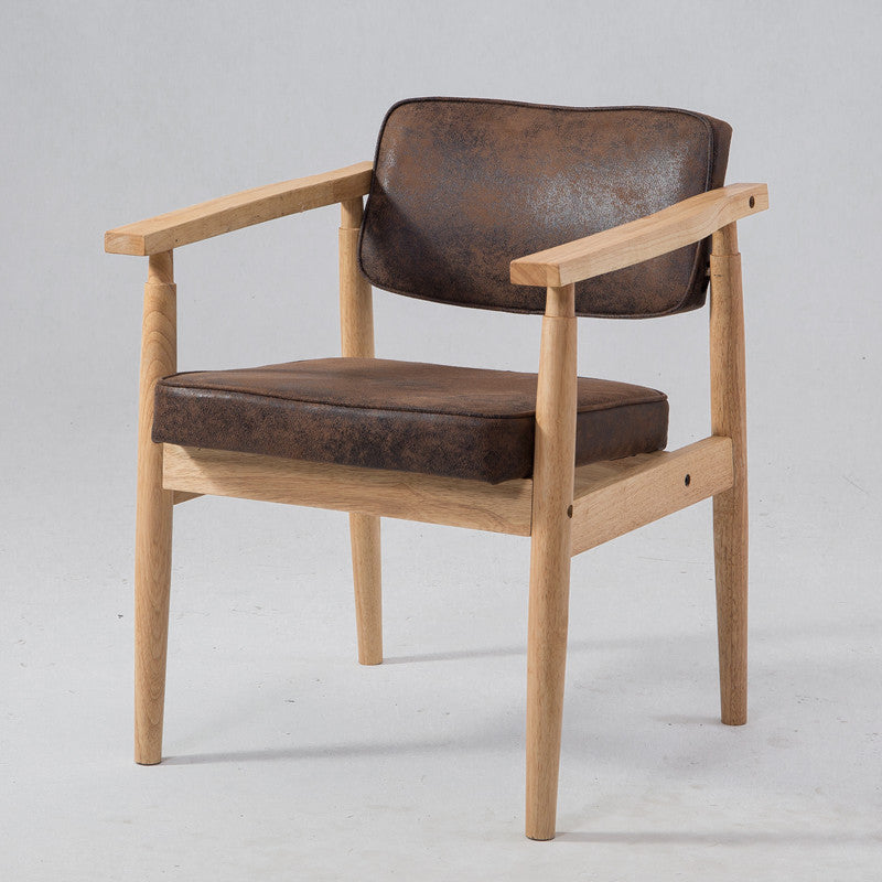 Country Style Home Arm Chair Open Back Wood Upholstered Single Dining Room Chair Gold-Black Natural Wood Clearhalo ' kitchen&dining_furn' 'Dining Chairs' 'Dining Tables & Seating' 'dining_chair' 'furn' 'furn_dining_chair' 'Furniture' 'furniture_dining_chair' 'Kitchen & Dining Furniture' 'kitchen' 4008278