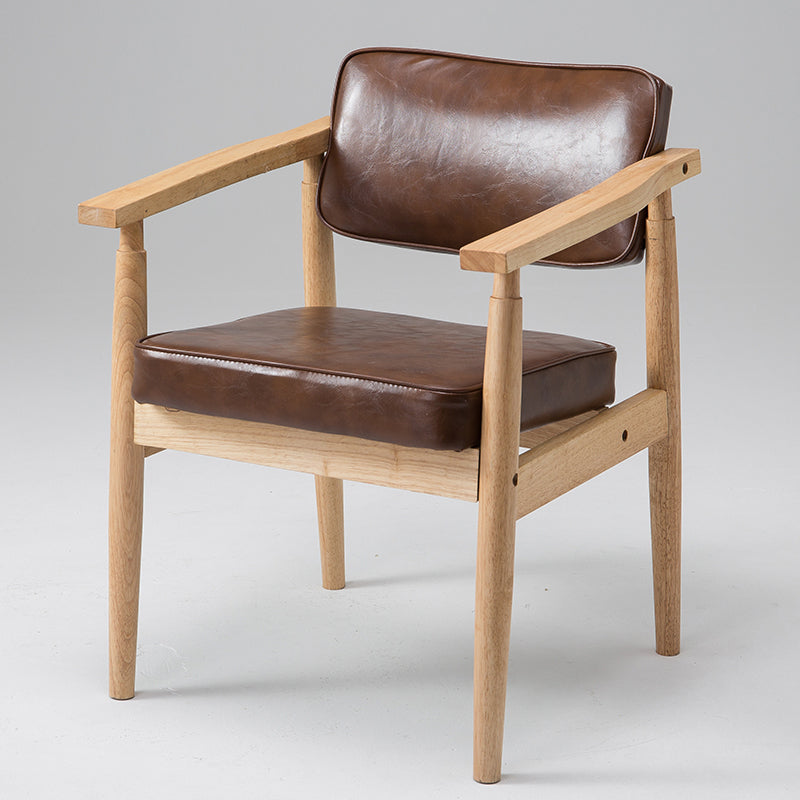 Country Style Home Arm Chair Open Back Wood Upholstered Single Dining Room Chair Brown Natural Wood Clearhalo ' kitchen&dining_furn' 'Dining Chairs' 'Dining Tables & Seating' 'dining_chair' 'furn' 'furn_dining_chair' 'Furniture' 'furniture_dining_chair' 'Kitchen & Dining Furniture' 'kitchen' 4008281