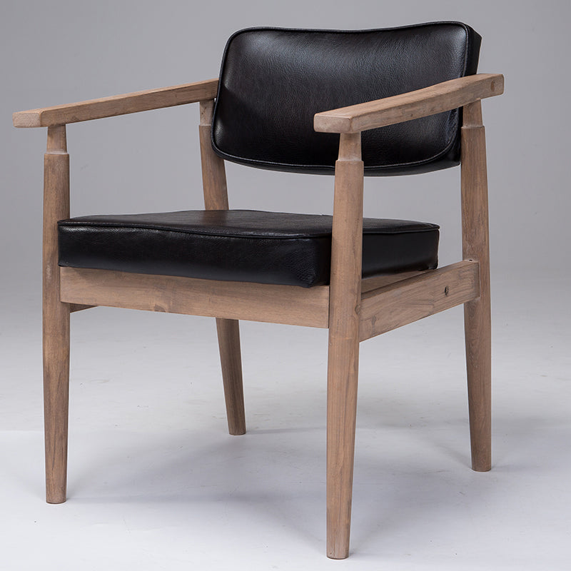 Country Style Home Arm Chair Open Back Wood Upholstered Single Dining Room Chair Black Walnut Clearhalo ' kitchen&dining_furn' 'Dining Chairs' 'Dining Tables & Seating' 'dining_chair' 'furn' 'furn_dining_chair' 'Furniture' 'furniture_dining_chair' 'Kitchen & Dining Furniture' 'kitchen' 4008287