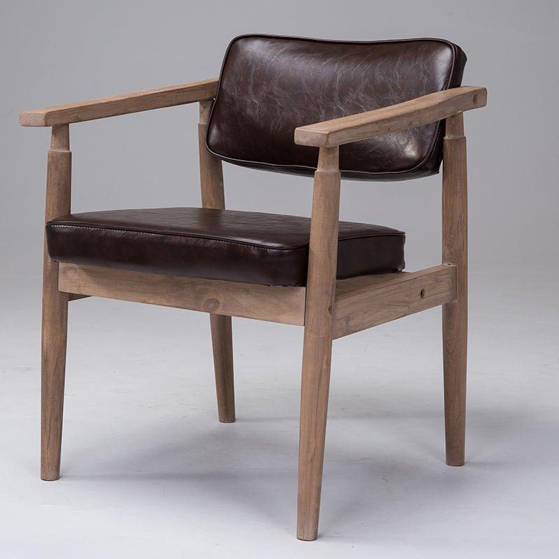 Country Style Home Arm Chair Open Back Wood Upholstered Single Dining Room Chair Coffee Walnut Clearhalo ' kitchen&dining_furn' 'Dining Chairs' 'Dining Tables & Seating' 'dining_chair' 'furn' 'furn_dining_chair' 'Furniture' 'furniture_dining_chair' 'Kitchen & Dining Furniture' 'kitchen' 4008290