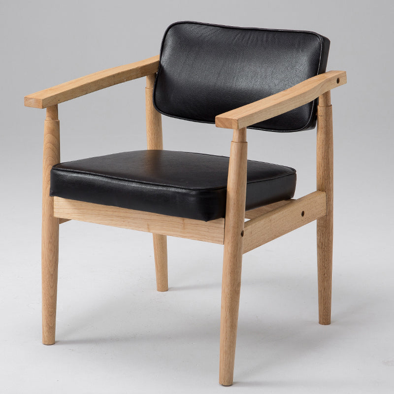 Country Style Home Arm Chair Open Back Wood Upholstered Single Dining Room Chair Black Natural Wood Clearhalo ' kitchen&dining_furn' 'Dining Chairs' 'Dining Tables & Seating' 'dining_chair' 'furn' 'furn_dining_chair' 'Furniture' 'furniture_dining_chair' 'Kitchen & Dining Furniture' 'kitchen' 4008294