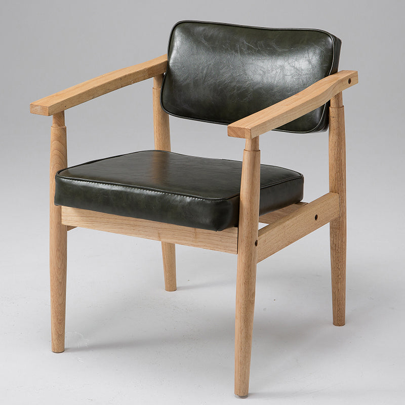 Country Style Home Arm Chair Open Back Wood Upholstered Single Dining Room Chair Blackish Green Natural Wood Clearhalo ' kitchen&dining_furn' 'Dining Chairs' 'Dining Tables & Seating' 'dining_chair' 'furn' 'furn_dining_chair' 'Furniture' 'furniture_dining_chair' 'Kitchen & Dining Furniture' 'kitchen' 4008295