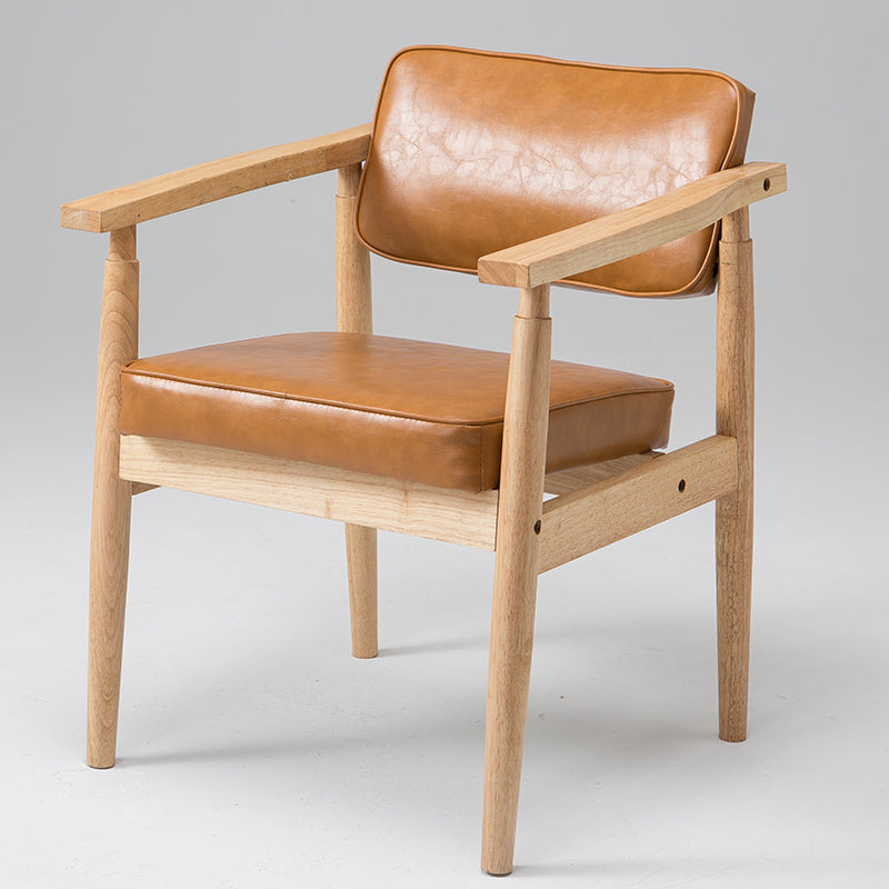 Country Style Home Arm Chair Open Back Wood Upholstered Single Dining Room Chair Orange Natural Wood Clearhalo ' kitchen&dining_furn' 'Dining Chairs' 'Dining Tables & Seating' 'dining_chair' 'furn' 'furn_dining_chair' 'Furniture' 'furniture_dining_chair' 'Kitchen & Dining Furniture' 'kitchen' 4008296