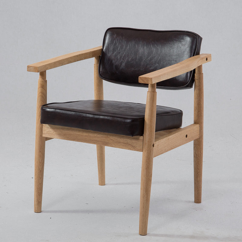 Country Style Home Arm Chair Open Back Wood Upholstered Single Dining Room Chair Coffee Natural Wood Clearhalo ' kitchen&dining_furn' 'Dining Chairs' 'Dining Tables & Seating' 'dining_chair' 'furn' 'furn_dining_chair' 'Furniture' 'furniture_dining_chair' 'Kitchen & Dining Furniture' 'kitchen' 4008297