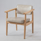 Country Style Home Arm Chair Open Back Wood Upholstered Single Dining Room Chair Off-White Natural Wood Clearhalo ' kitchen&dining_furn' 'Dining Chairs' 'Dining Tables & Seating' 'dining_chair' 'furn' 'furn_dining_chair' 'Furniture' 'furniture_dining_chair' 'Kitchen & Dining Furniture' 'kitchen' 4008298