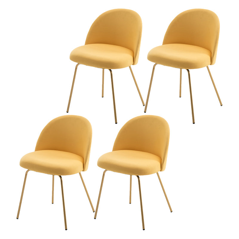 Scandinavian Upholstered Dining Side Chair Matte Finish Parsons Dining Chair Yellow 4 Piece Set Brass Gold Clearhalo ' kitchen&dining_furn' 'Dining Chairs' 'Dining Tables & Seating' 'dining_chair' 'furn' 'furn_dining_chair' 'Furniture' 'furniture_dining_chair' 'Kitchen & Dining Furniture' 'kitchen' 4008364