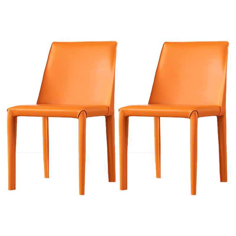 Contemporary Saddle Leather Restaurant Side Chair Parsons Matte Finish Dining Chair (Set of 2) Orange Clearhalo ' kitchen&dining_furn' 'Dining Chairs' 'Dining Tables & Seating' 'dining_chair' 'furn' 'furn_dining_chair' 'Furniture' 'furniture_dining_chair' 'Kitchen & Dining Furniture' 'kitchen' 4008406