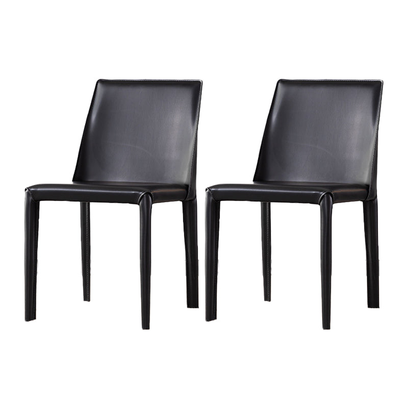 Contemporary Saddle Leather Restaurant Side Chair Parsons Matte Finish Dining Chair (Set of 2) Black Clearhalo ' kitchen&dining_furn' 'Dining Chairs' 'Dining Tables & Seating' 'dining_chair' 'furn' 'furn_dining_chair' 'Furniture' 'furniture_dining_chair' 'Kitchen & Dining Furniture' 'kitchen' 4008411