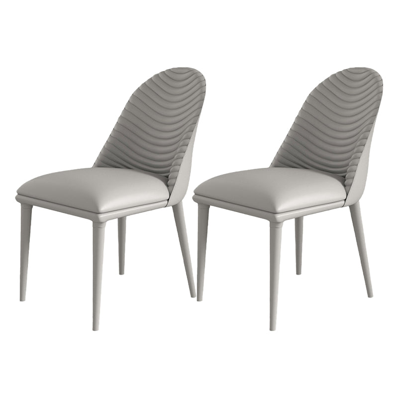 Modern Metal Dining Room Chairs Armless Faux Leather Dining Chair for Restaurant Light Gray 2 Piece Set Clearhalo ' kitchen&dining_furn' 'Dining Chairs' 'Dining Tables & Seating' 'dining_chair' 'furn' 'furn_dining_chair' 'Furniture' 'furniture_dining_chair' 'Kitchen & Dining Furniture' 'kitchen' 4008425