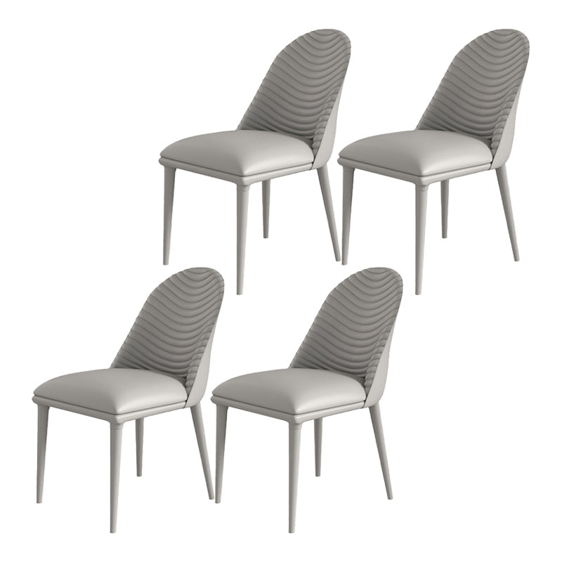 Modern Metal Dining Room Chairs Armless Faux Leather Dining Chair for Restaurant Light Gray 4 Piece Set Clearhalo ' kitchen&dining_furn' 'Dining Chairs' 'Dining Tables & Seating' 'dining_chair' 'furn' 'furn_dining_chair' 'Furniture' 'furniture_dining_chair' 'Kitchen & Dining Furniture' 'kitchen' 4008427
