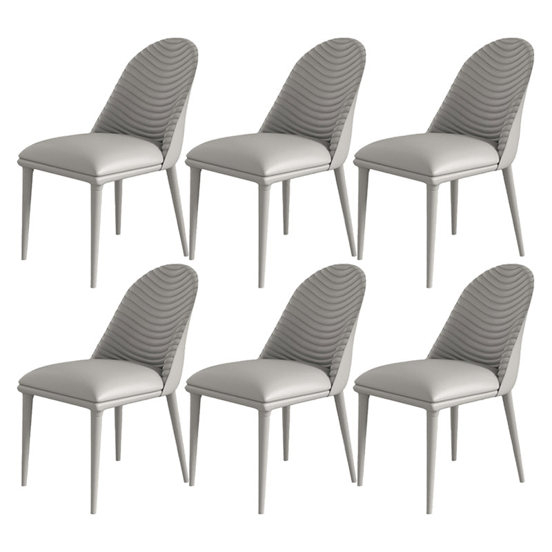 Modern Metal Dining Room Chairs Armless Faux Leather Dining Chair for Restaurant Light Gray 6 Piece Set Clearhalo ' kitchen&dining_furn' 'Dining Chairs' 'Dining Tables & Seating' 'dining_chair' 'furn' 'furn_dining_chair' 'Furniture' 'furniture_dining_chair' 'Kitchen & Dining Furniture' 'kitchen' 4008429