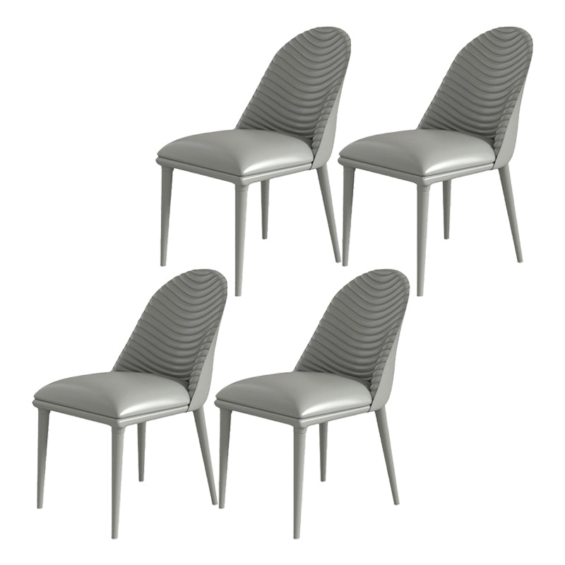 Modern Metal Dining Room Chairs Armless Faux Leather Dining Chair for Restaurant Dark Gray 4 Piece Set Clearhalo ' kitchen&dining_furn' 'Dining Chairs' 'Dining Tables & Seating' 'dining_chair' 'furn' 'furn_dining_chair' 'Furniture' 'furniture_dining_chair' 'Kitchen & Dining Furniture' 'kitchen' 4008433