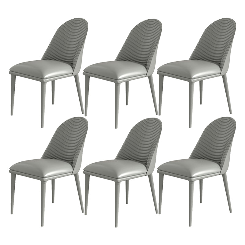 Modern Metal Dining Room Chairs Armless Faux Leather Dining Chair for Restaurant Dark Gray 6 Piece Set Clearhalo ' kitchen&dining_furn' 'Dining Chairs' 'Dining Tables & Seating' 'dining_chair' 'furn' 'furn_dining_chair' 'Furniture' 'furniture_dining_chair' 'Kitchen & Dining Furniture' 'kitchen' 4008434