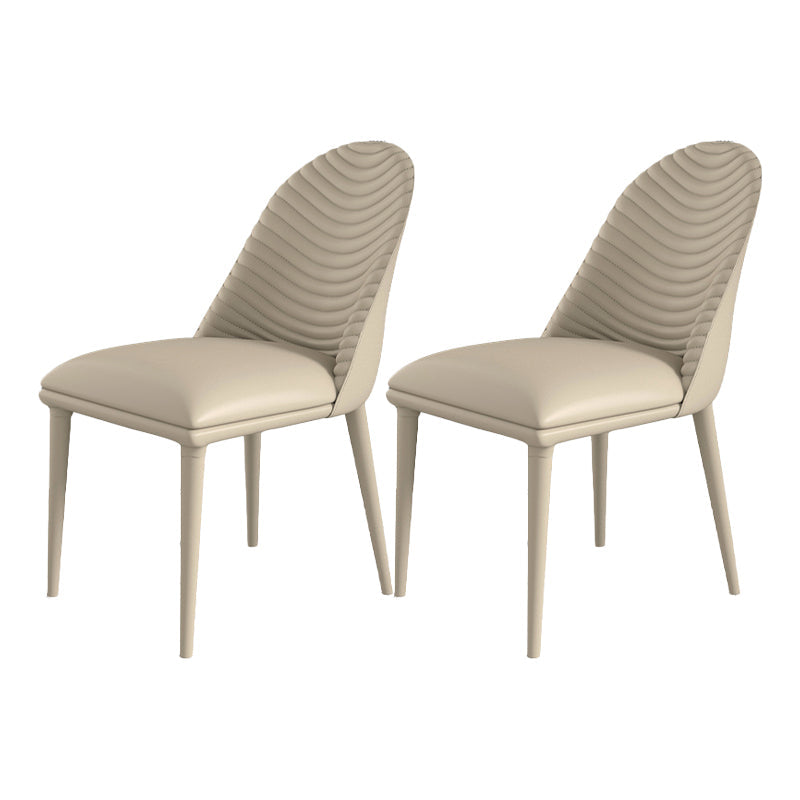 Modern Metal Dining Room Chairs Armless Faux Leather Dining Chair for Restaurant Off-White 2 Piece Set Clearhalo ' kitchen&dining_furn' 'Dining Chairs' 'Dining Tables & Seating' 'dining_chair' 'furn' 'furn_dining_chair' 'Furniture' 'furniture_dining_chair' 'Kitchen & Dining Furniture' 'kitchen' 4008435
