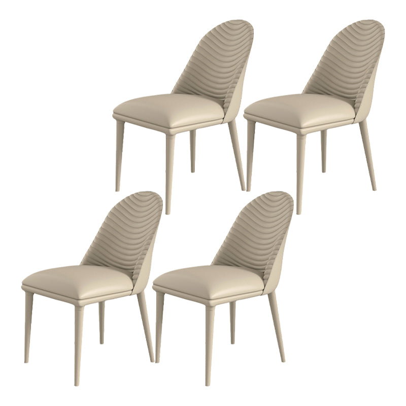 Modern Metal Dining Room Chairs Armless Faux Leather Dining Chair for Restaurant Off-White 4 Piece Set Clearhalo ' kitchen&dining_furn' 'Dining Chairs' 'Dining Tables & Seating' 'dining_chair' 'furn' 'furn_dining_chair' 'Furniture' 'furniture_dining_chair' 'Kitchen & Dining Furniture' 'kitchen' 4008436