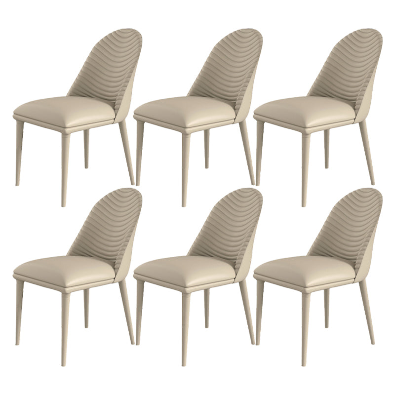 Modern Metal Dining Room Chairs Armless Faux Leather Dining Chair for Restaurant Off-White 6 Piece Set Clearhalo ' kitchen&dining_furn' 'Dining Chairs' 'Dining Tables & Seating' 'dining_chair' 'furn' 'furn_dining_chair' 'Furniture' 'furniture_dining_chair' 'Kitchen & Dining Furniture' 'kitchen' 4008437