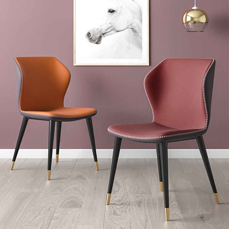 Glam Metal Dining Room Armless Chairs Wingback Parsons Chair for Restaurant Clearhalo ' kitchen&dining_furn' 'Dining Chairs' 'Dining Tables & Seating' 'dining_chair' 'furn' 'furn_dining_chair' 'Furniture' 'furniture_dining_chair' 'Kitchen & Dining Furniture' 'kitchen' 4008439