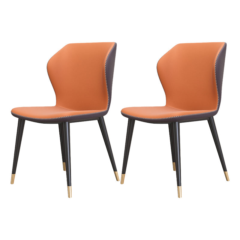 Glam Metal Dining Room Armless Chairs Wingback Parsons Chair for Restaurant Orange 2 Piece Set Black Gold Clearhalo ' kitchen&dining_furn' 'Dining Chairs' 'Dining Tables & Seating' 'dining_chair' 'furn' 'furn_dining_chair' 'Furniture' 'furniture_dining_chair' 'Kitchen & Dining Furniture' 'kitchen' 4008440
