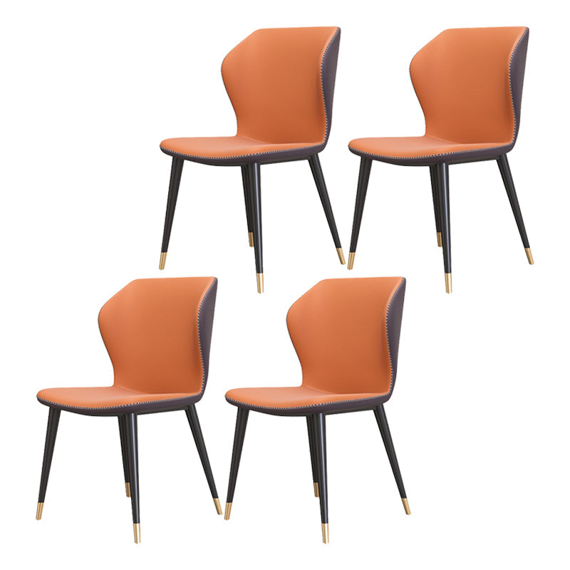 Glam Metal Dining Room Armless Chairs Wingback Parsons Chair for Restaurant Orange 4 Piece Set Black Gold Clearhalo ' kitchen&dining_furn' 'Dining Chairs' 'Dining Tables & Seating' 'dining_chair' 'furn' 'furn_dining_chair' 'Furniture' 'furniture_dining_chair' 'Kitchen & Dining Furniture' 'kitchen' 4008441