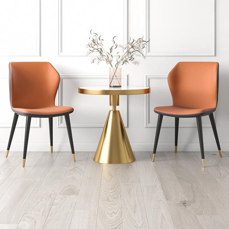 Glam Metal Dining Room Armless Chairs Wingback Parsons Chair for Restaurant Clearhalo ' kitchen&dining_furn' 'Dining Chairs' 'Dining Tables & Seating' 'dining_chair' 'furn' 'furn_dining_chair' 'Furniture' 'furniture_dining_chair' 'Kitchen & Dining Furniture' 'kitchen' 4008442