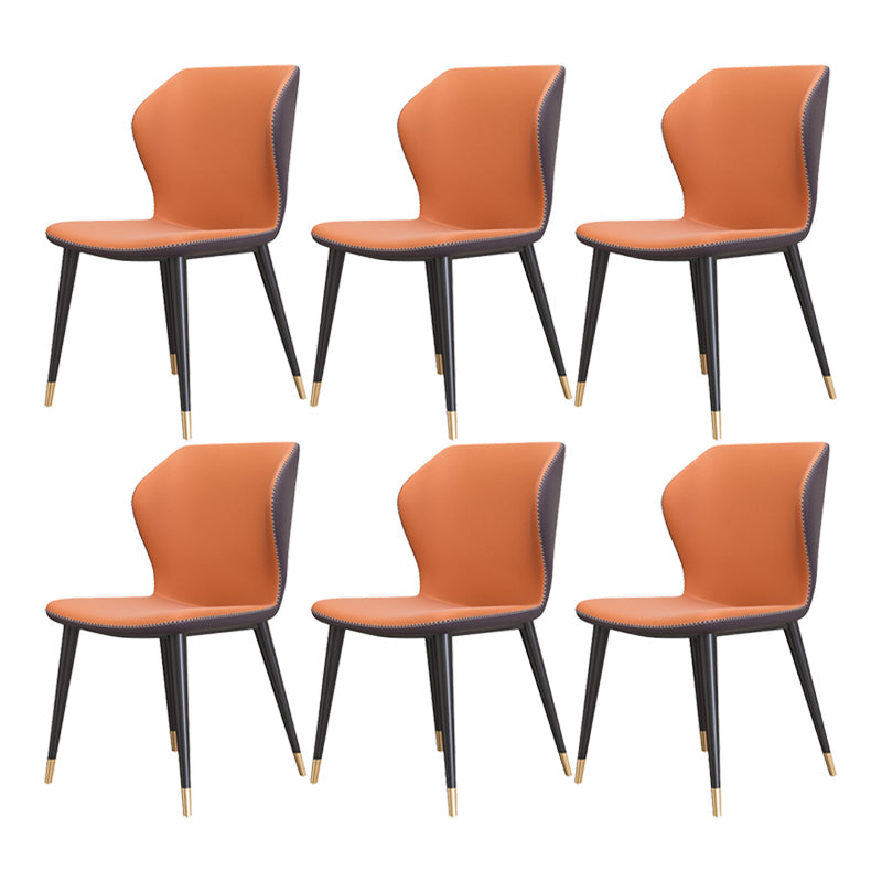Glam Metal Dining Room Armless Chairs Wingback Parsons Chair for Restaurant Orange 6 Piece Set Black Gold Clearhalo ' kitchen&dining_furn' 'Dining Chairs' 'Dining Tables & Seating' 'dining_chair' 'furn' 'furn_dining_chair' 'Furniture' 'furniture_dining_chair' 'Kitchen & Dining Furniture' 'kitchen' 4008444