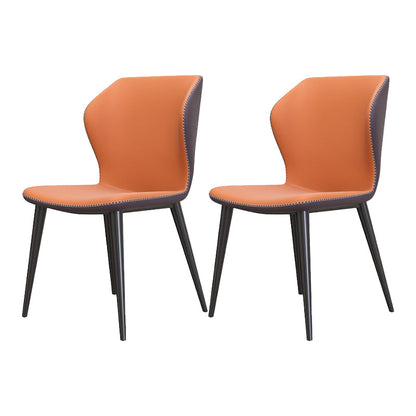 Glam Metal Dining Room Armless Chairs Wingback Parsons Chair for Restaurant Orange 2 Piece Set Black Clearhalo ' kitchen&dining_furn' 'Dining Chairs' 'Dining Tables & Seating' 'dining_chair' 'furn' 'furn_dining_chair' 'Furniture' 'furniture_dining_chair' 'Kitchen & Dining Furniture' 'kitchen' 4008446