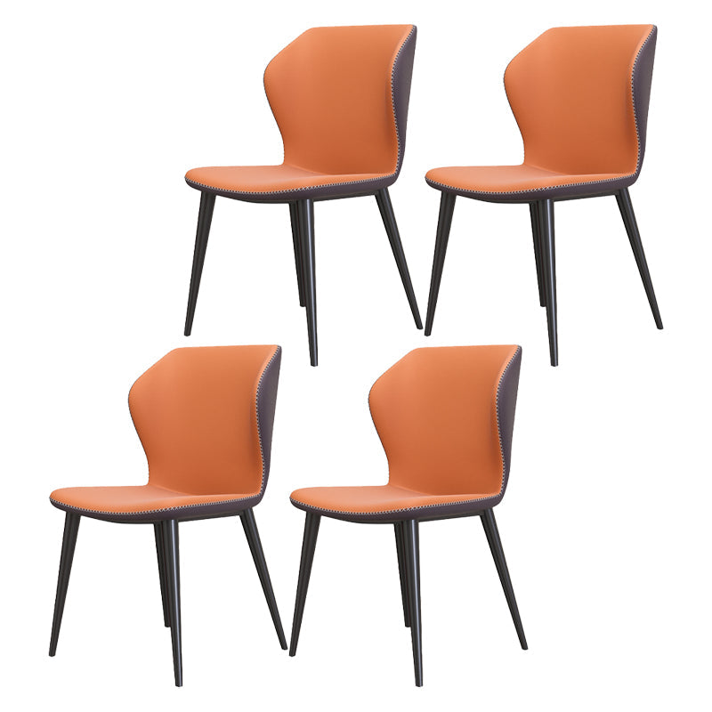 Glam Metal Dining Room Armless Chairs Wingback Parsons Chair for Restaurant Orange 4 Piece Set Black Clearhalo ' kitchen&dining_furn' 'Dining Chairs' 'Dining Tables & Seating' 'dining_chair' 'furn' 'furn_dining_chair' 'Furniture' 'furniture_dining_chair' 'Kitchen & Dining Furniture' 'kitchen' 4008448